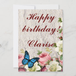 Cartão De Agradecimento Floral Ephemera vibrant color paper art