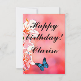 Cartão De Agradecimento Floral Ephemera vibrant color pink art