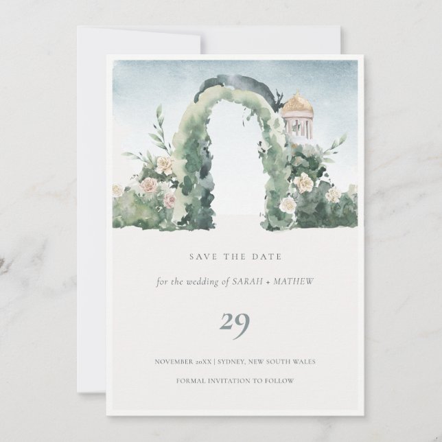 Cartão De Agradecimento Floral Garden Arch Botanical Save the Date Card (Frente)