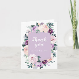 Cartão De Agradecimento Floral geométrico roxo botânico em flor