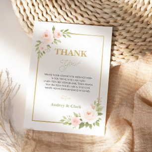 Cartão De Agradecimento Floral Gold Script Sweet Sixteen   Elegante 16º 