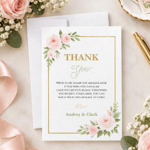 Cartão De Agradecimento Floral Gold Script Sweet Sixteen Elegante 16º