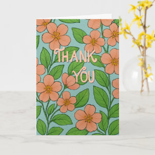 Cartão de Agradecimento Floral Laranja com Letra M
