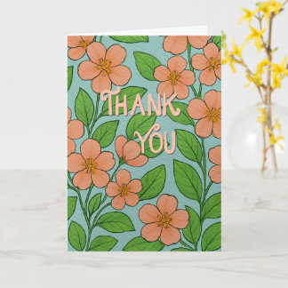 Cartão de Agradecimento Floral Laranja com Letra M