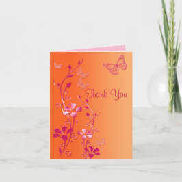 Cartão de agradecimento floral laranja e rosa