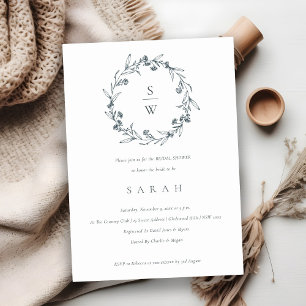 Cartão De Agradecimento Floral Laurel Wreath Monographic Chá de panela In