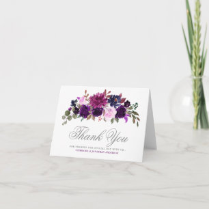 Cartão de agradecimento floral lavanda roxa Boho