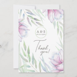 Cartão de Agradecimento Floral Magnólia Elegante