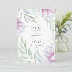 Cartão de Agradecimento Floral Magnólia Elegante