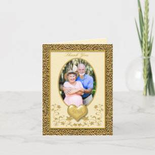 Cartão de Agradecimento Floral Marfim e Dourado de