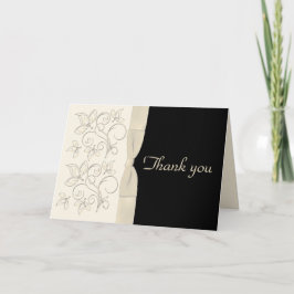 Cartão de agradecimento floral marfim e preto alte