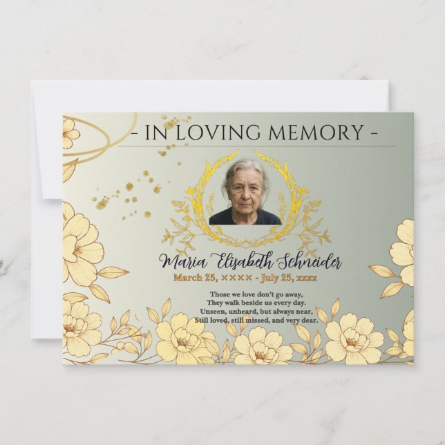 Cartão De Agradecimento Floral Memorial Card - Sympathy keepsake  (Frente)