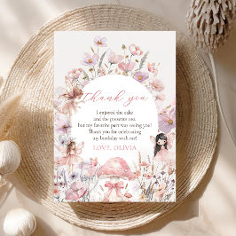 Cartão De Agradecimento Floral Mushroom Fairy First Birthday