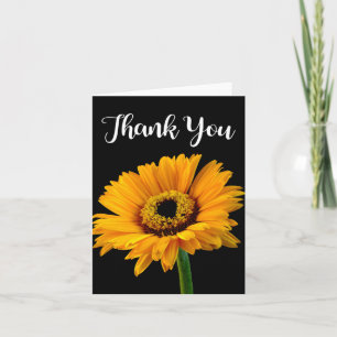 Cartão De Agradecimento Floral Obrigado Flor Amarela Laranja Preta