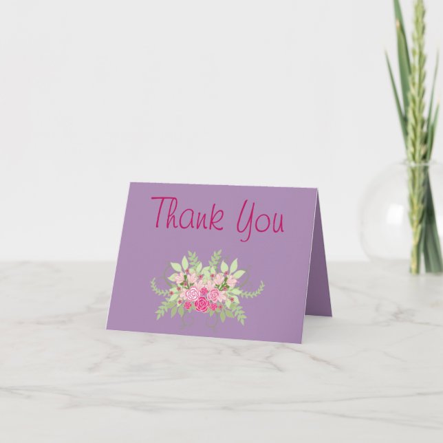 Cartão De Agradecimento Floral Obrigado Roxo (Frente)