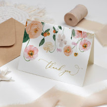 Cartão de Agradecimento Floral Papoula Rosa