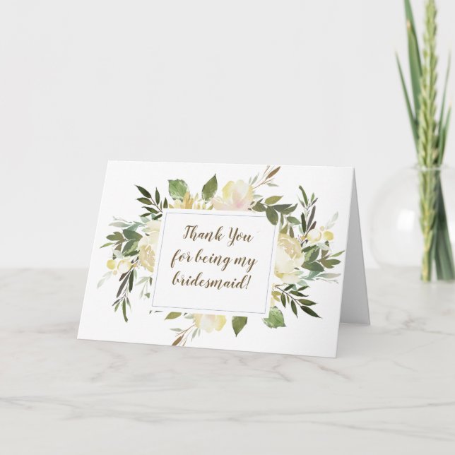 cartão de agradecimento floral para minha dama de  (Frente)