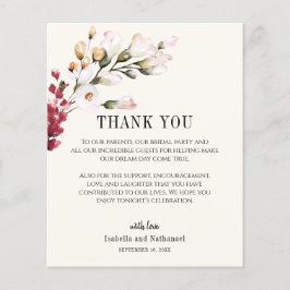 Cartão de Agradecimento Floral para Recepção de Ca