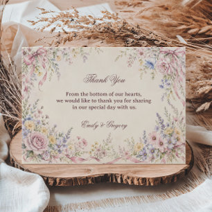 Cartão De Agradecimento Floral Pastel Vintage Gratidão
