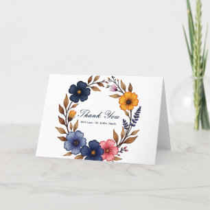 Cartão De Agradecimento Floral Personalizada Wreath Obrigado