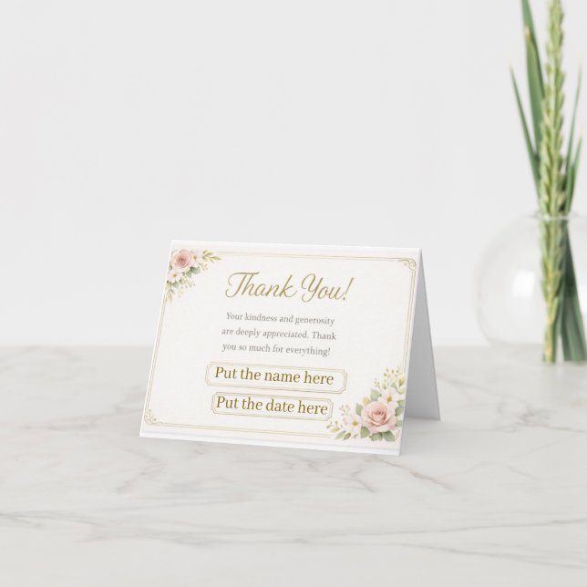 Cartão de Agradecimento Floral Personalizado | Ele (Frente)