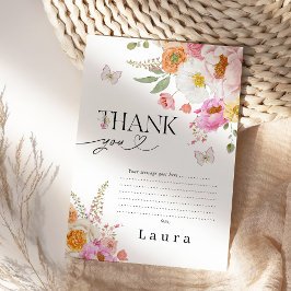 Cartão De Agradecimento Floral Pink Butterflies Baby In Bloom Baby Shower