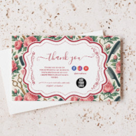 Cartão De Agradecimento Floral Pink Green Hair Stylist Business