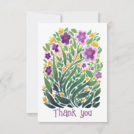 Cartão de Agradecimento Floral Plano Abstrato Aleg