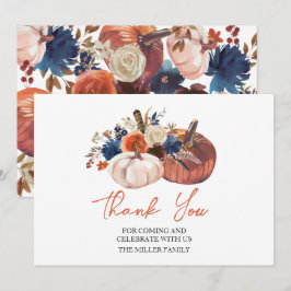 Cartão De Agradecimento Floral Pumpkins autumn Thank you card