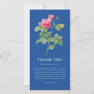 Cartão De Agradecimento Floral Real Azul Elegante