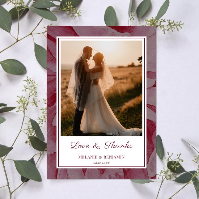 Cartão de Agradecimento Floral Romântico Rosa com  (Custom Photo Pink Romantic Floral Thank You Card)