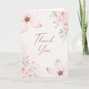 Cartão de Agradecimento Floral Rosa