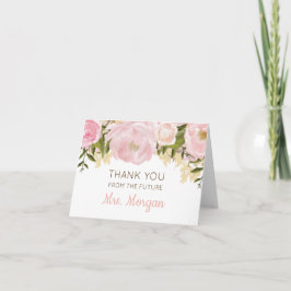 Cartão de Agradecimento Floral Rosa