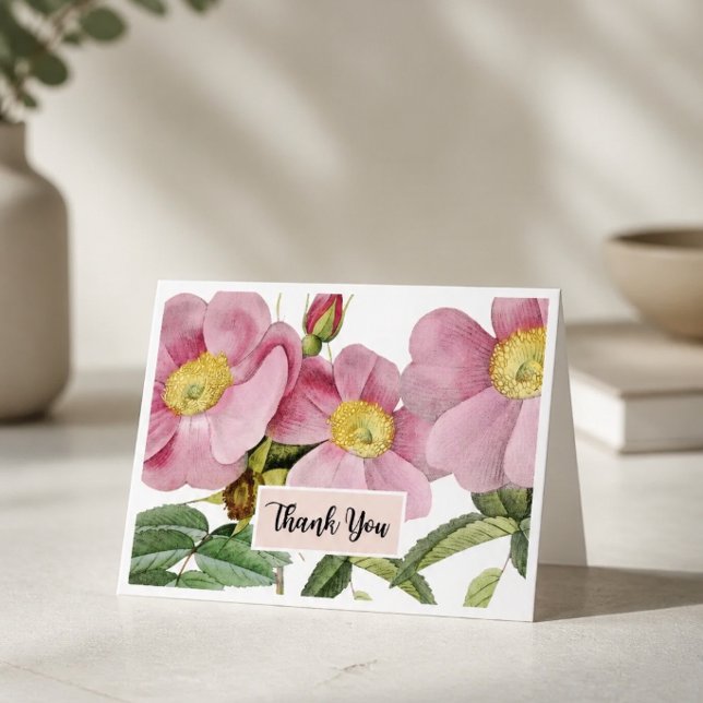 Cartão de agradecimento floral rosa (Criador carregado)