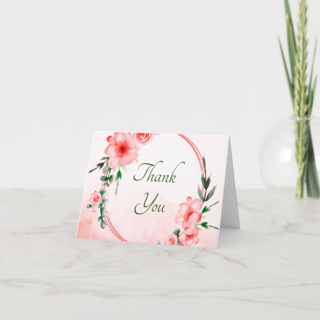 Cartão de agradecimento floral rosa (Frente)