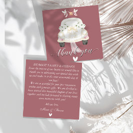 cartão de agradecimento floral rosa casamento carr