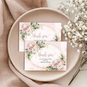 Cartão de Agradecimento Floral Rosa Cute Eucalipto