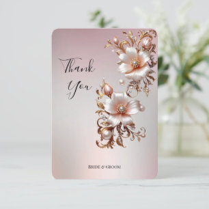 Cartão de Agradecimento Floral Rosa Decorativo