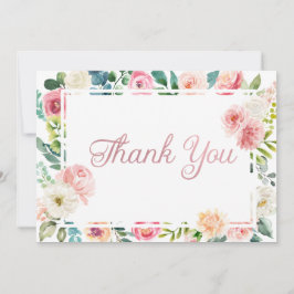 Cartão de Agradecimento Floral Rosa e Pêssego