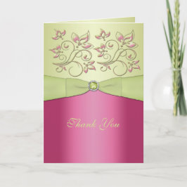 Cartão de agradecimento floral rosa e verde