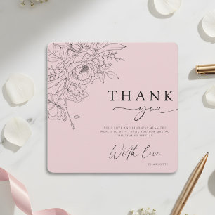Cartão de Agradecimento Floral Rosa Elegante