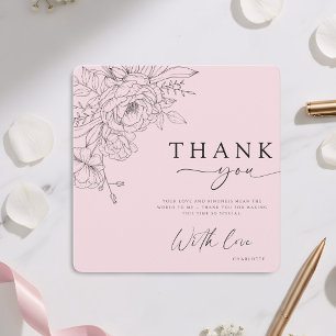 Cartão de Agradecimento Floral Rosa Elegante