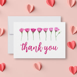 Cartão De Agradecimento Floral Rosa - Elegante e Simples