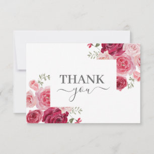 Cartão de agradecimento floral rosa magenta