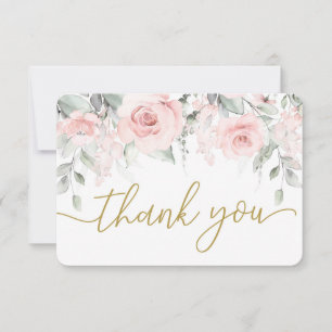 Cartão de agradecimento floral rosa pastel