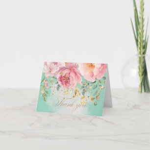 Cartão de Agradecimento Floral Rosa Peônia Corado