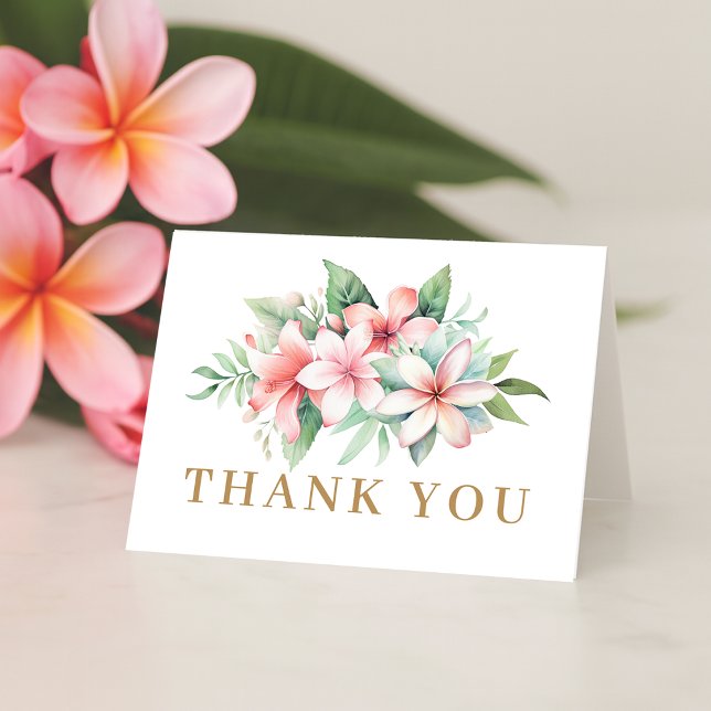 Cartão De Agradecimento Floral Rosa Tropical (Tropical Pink Floral Thank You Card)