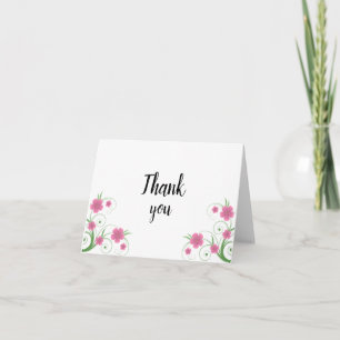 Cartão de Agradecimento Floral Rosado Aquarela R