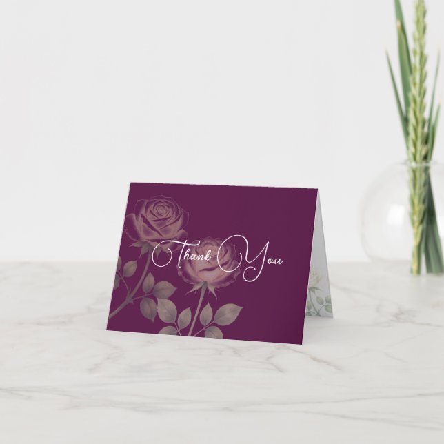 Cartão de Agradecimento Floral Roxo (Frente)