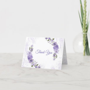 Cartão De Agradecimento Floral Roxo Dobrado
